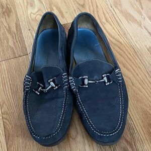 Peter Millar Men's Blue Leather Driving Horsebit Loafers